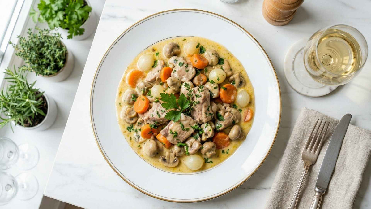 Blanquette de dinde à l'ancienne et petits légumes