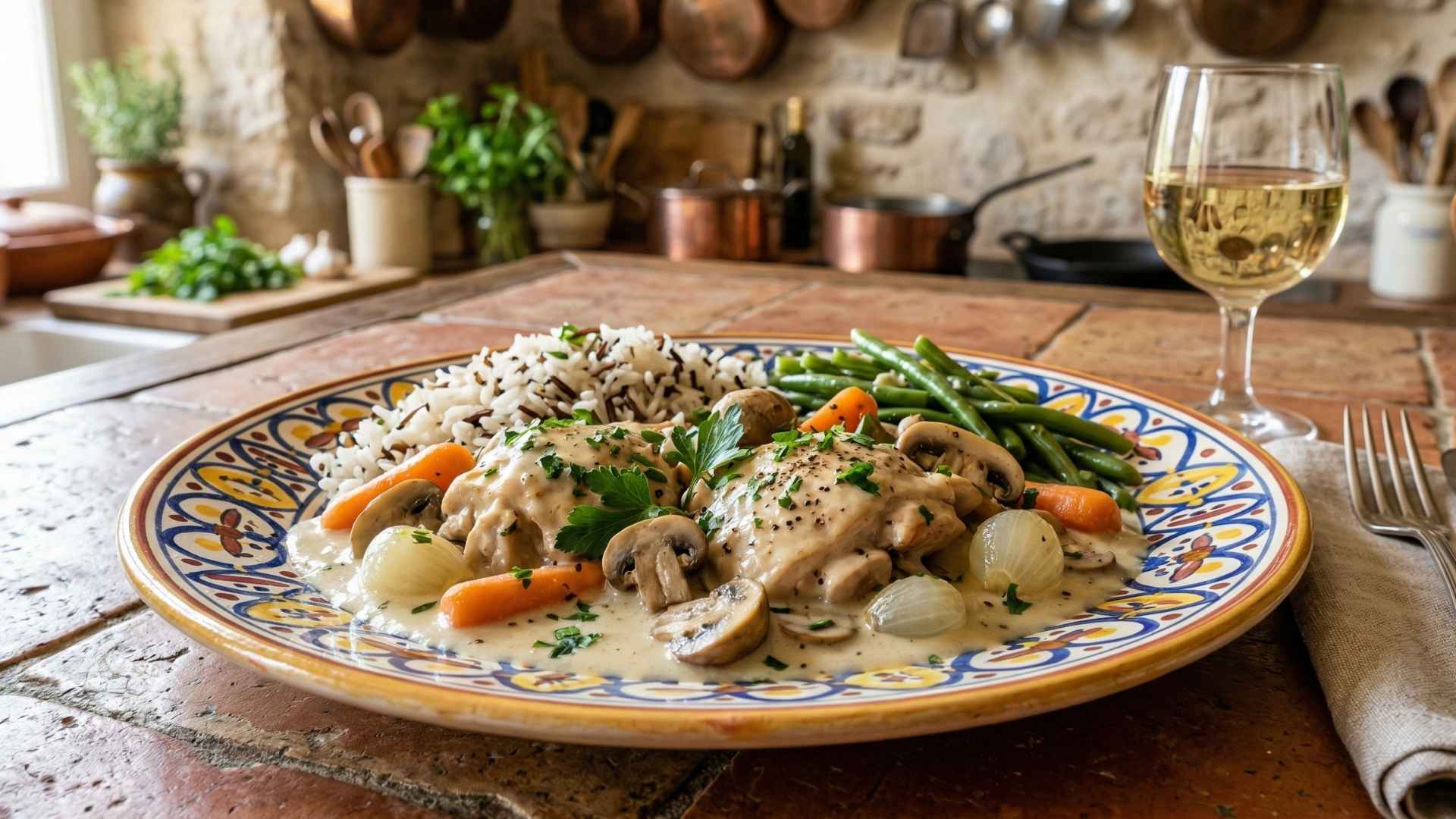 Blanquette de poulet à la crème et champignons de Paris Image