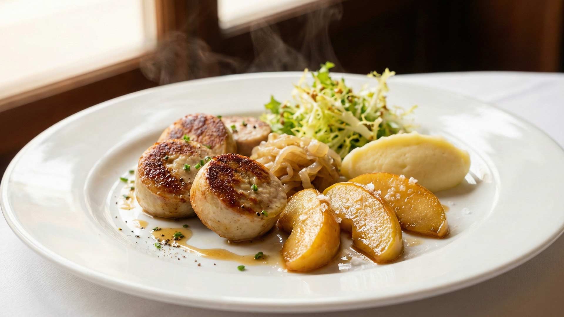 Boudin blanc poêlé aux pommes Image