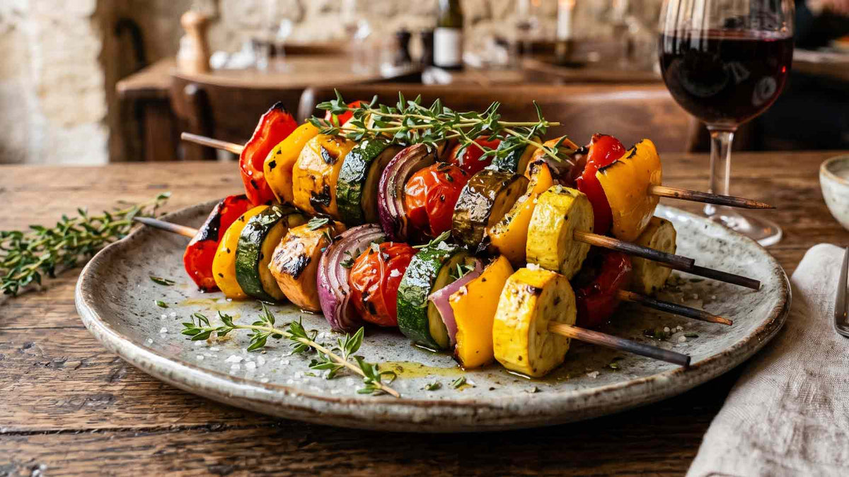 Brochettes de légumes grillés au thym frais