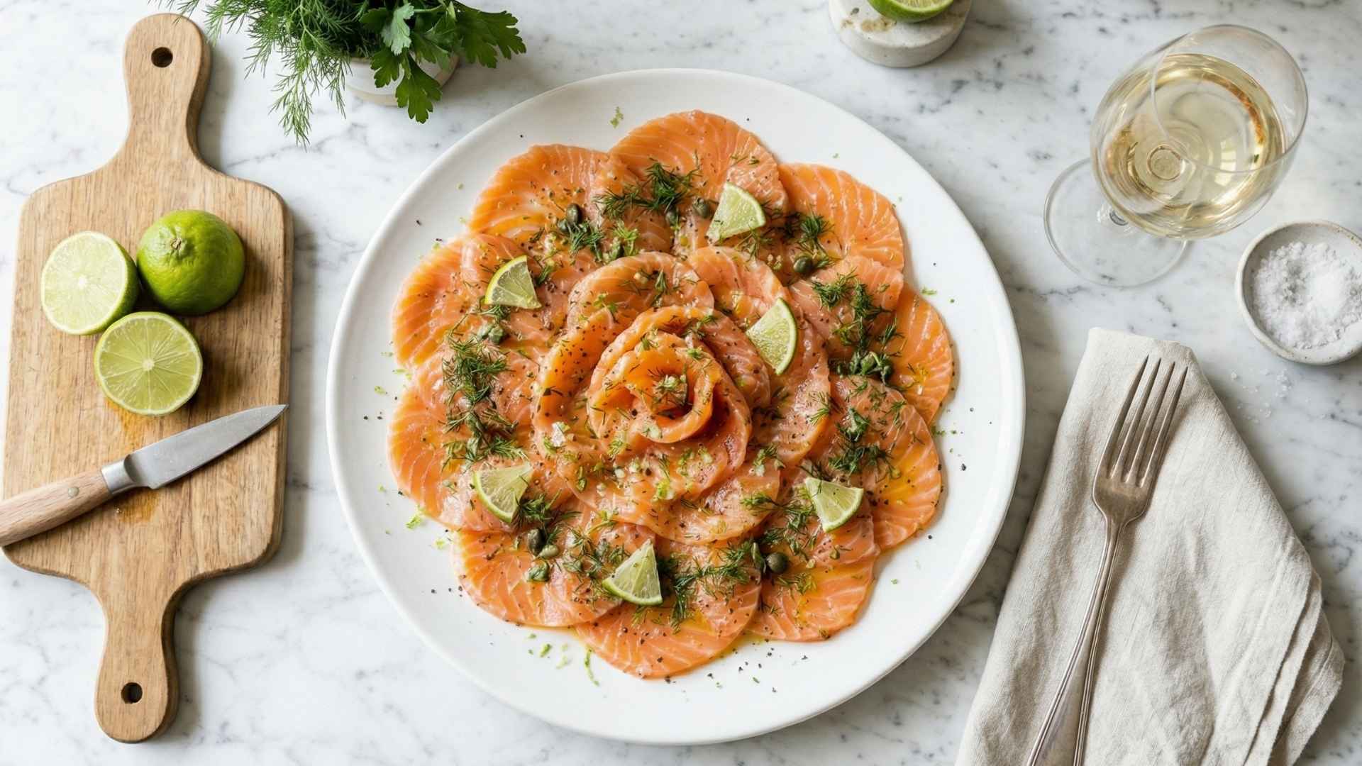 Carpaccio de saumon frais à l'aneth et citron vert Image