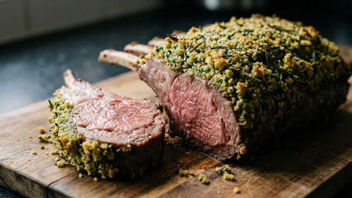 Carré d'agneau aux herbes en croûte