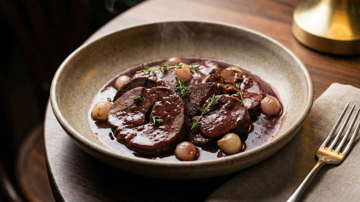 Cœur de porc au vin rouge