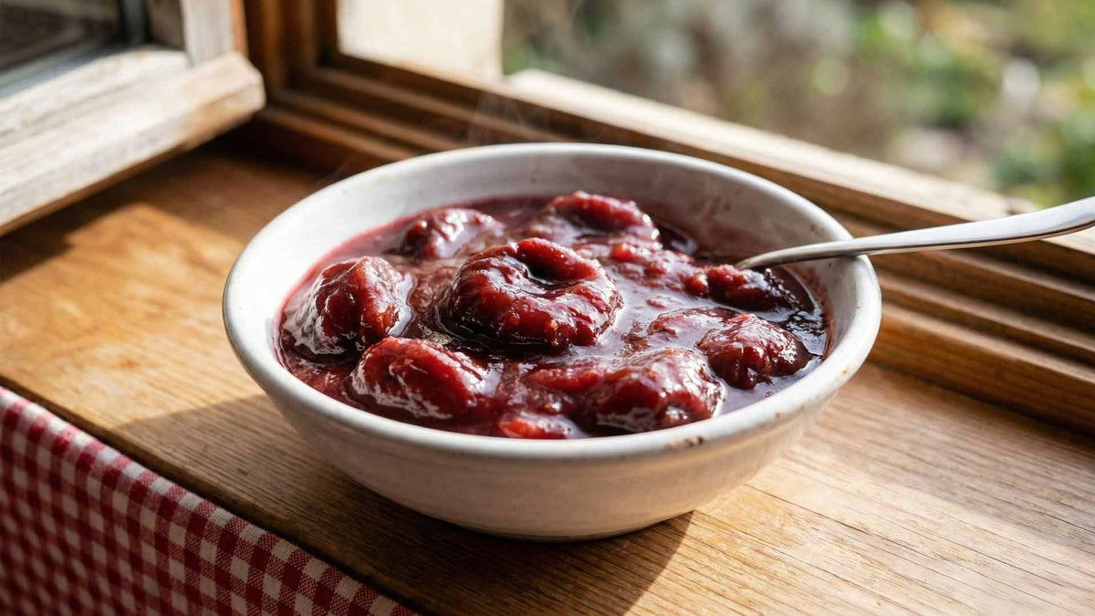 Compote de pruneaux au vin rouge