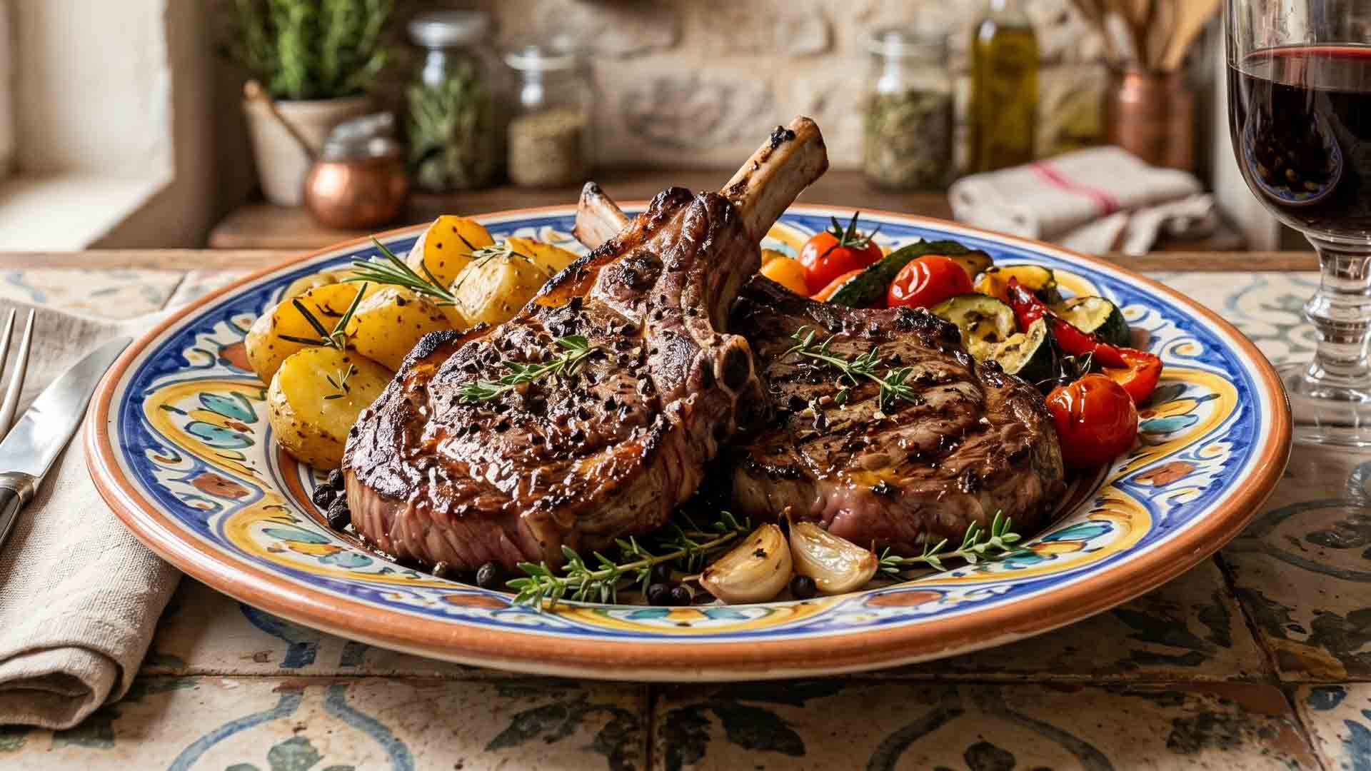 Côtelettes de bœuf grillées au poivre et thym