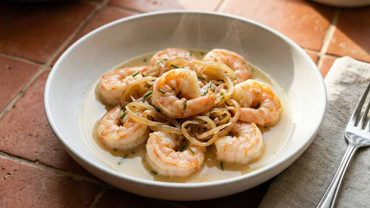 Crevettes aux Échalote et Vin Blanc