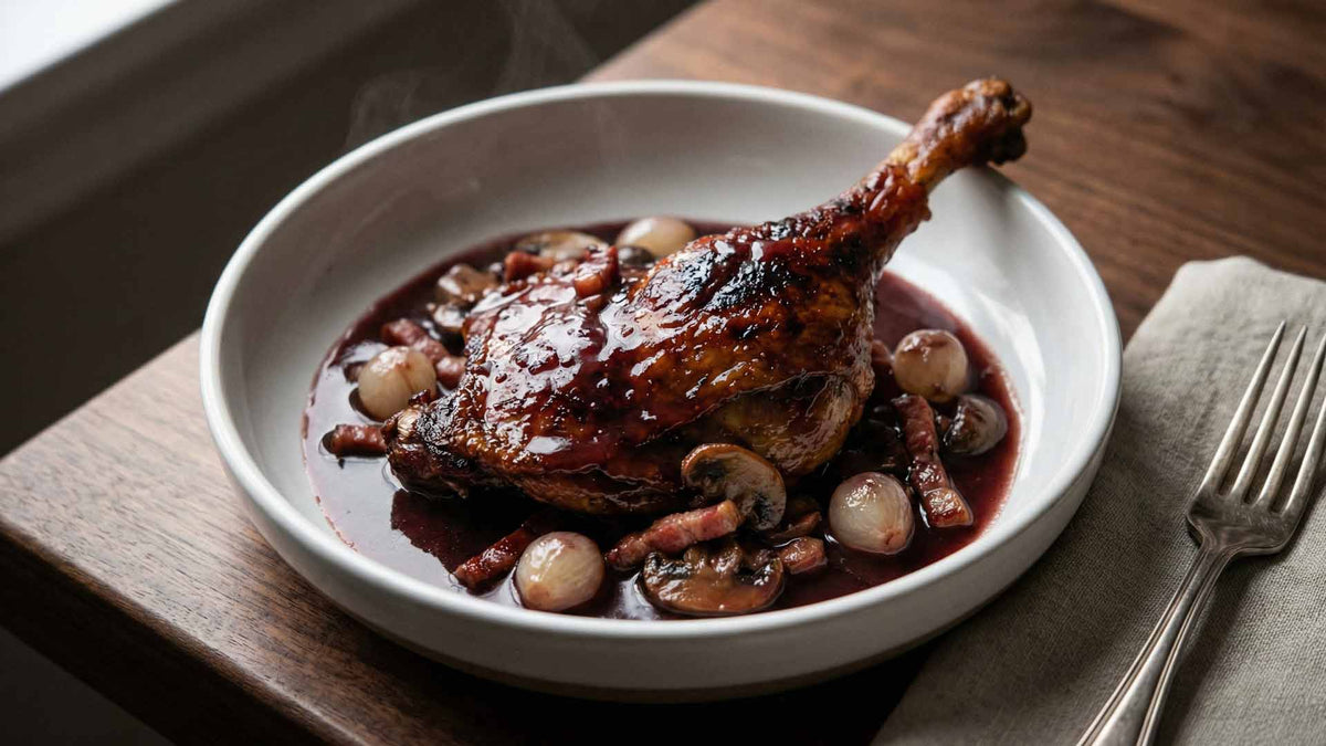 Cuisse de canard au vin rouge