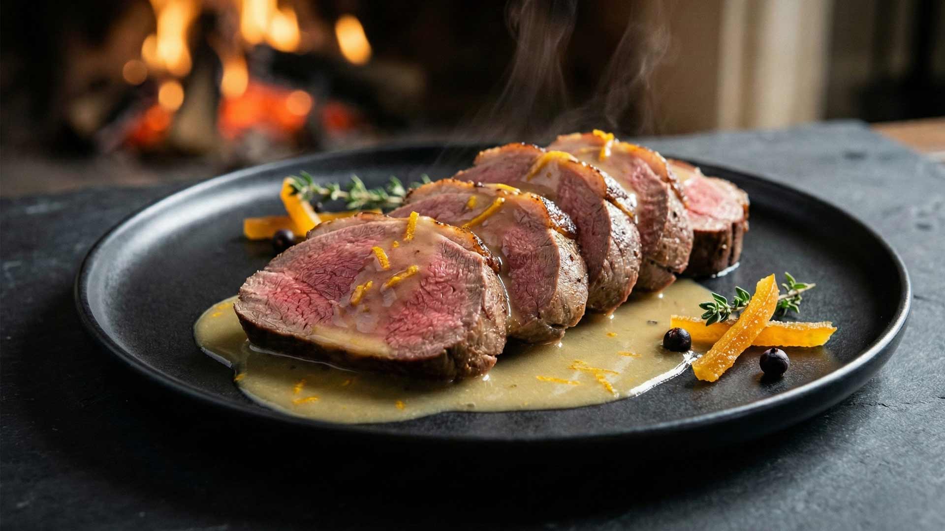 Cuissot de chevreuil mariné au vin blanc et grand marnier Image