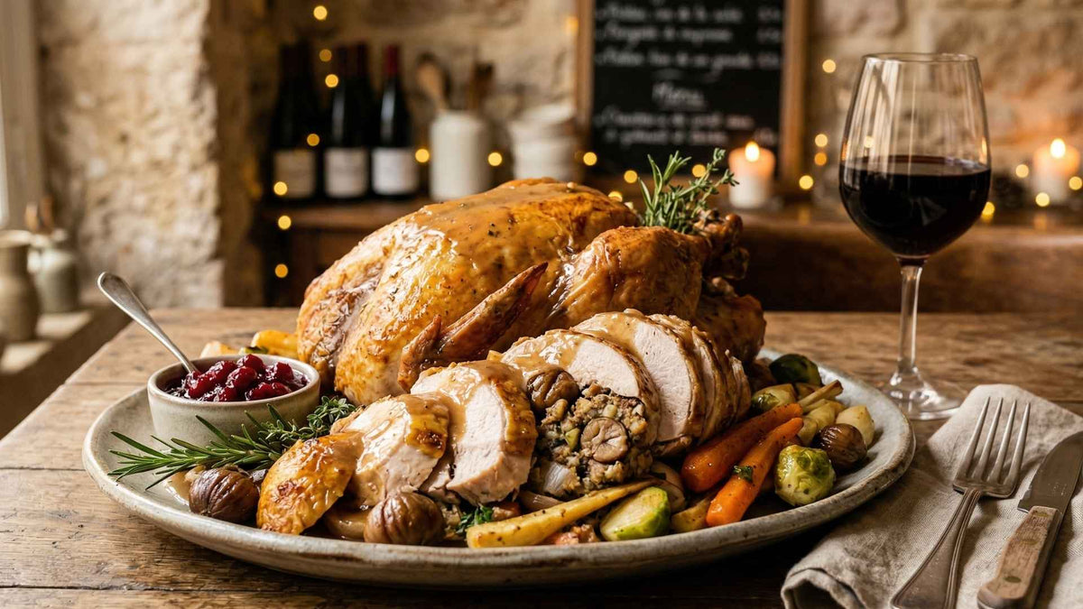 Dinde farcie de Noël aux marrons et herbes