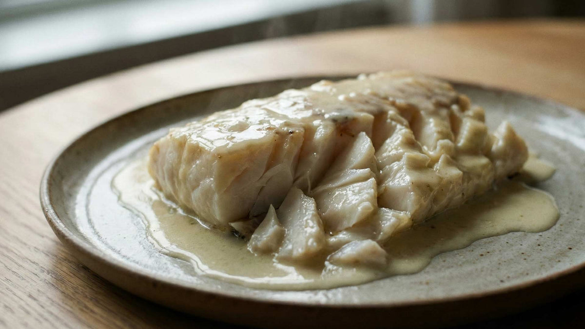 Dos de Cabillaud au Four Vin Blanc et Crème Fraîche