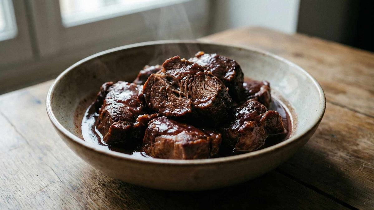 Échine de porc au vin rouge