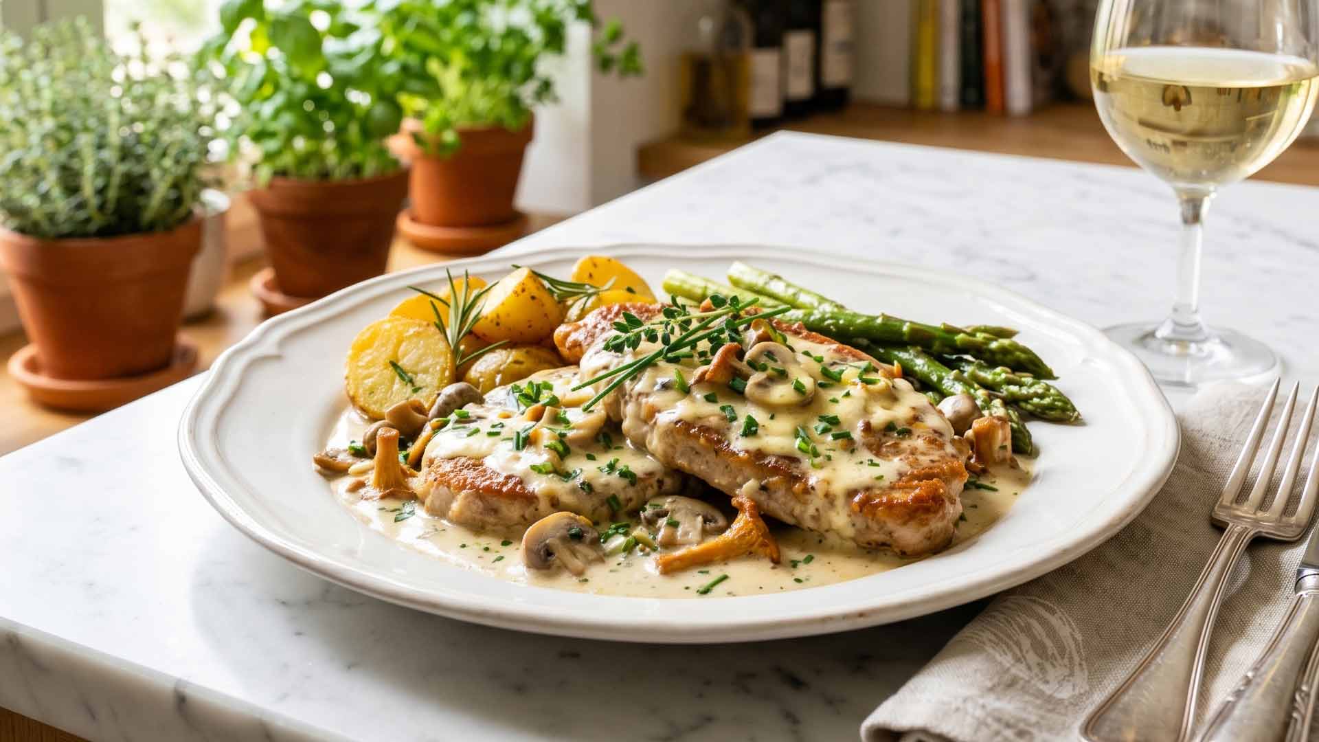 Escalope de veau à la crème de Picodon