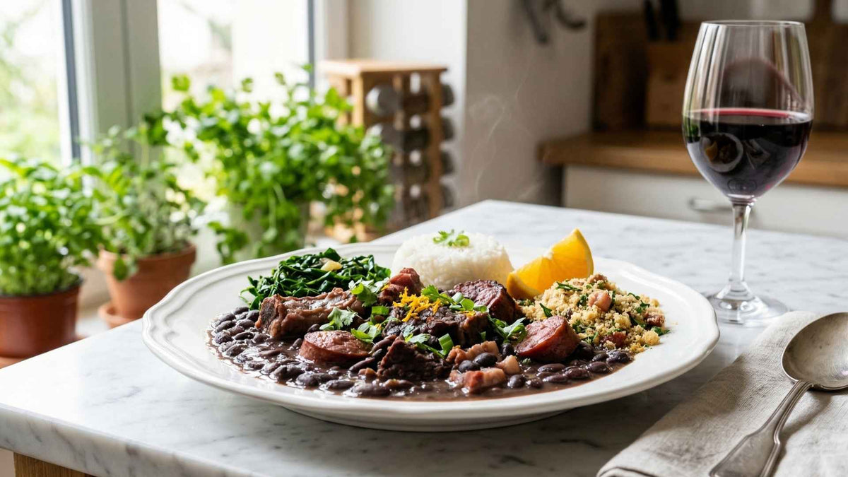 Feijoada traditionnelle aux haricots noirs et viandes fumées