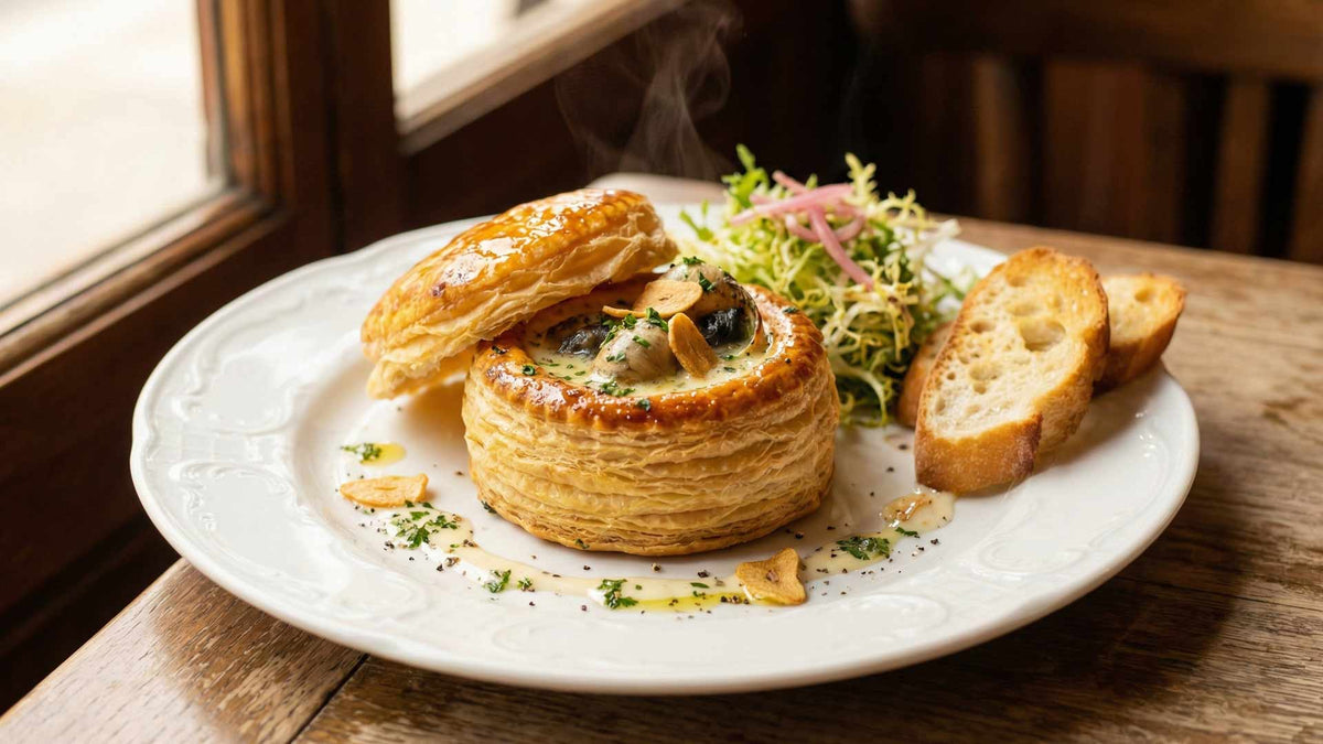 Feuilleté d'Escargots à la crème d'ail