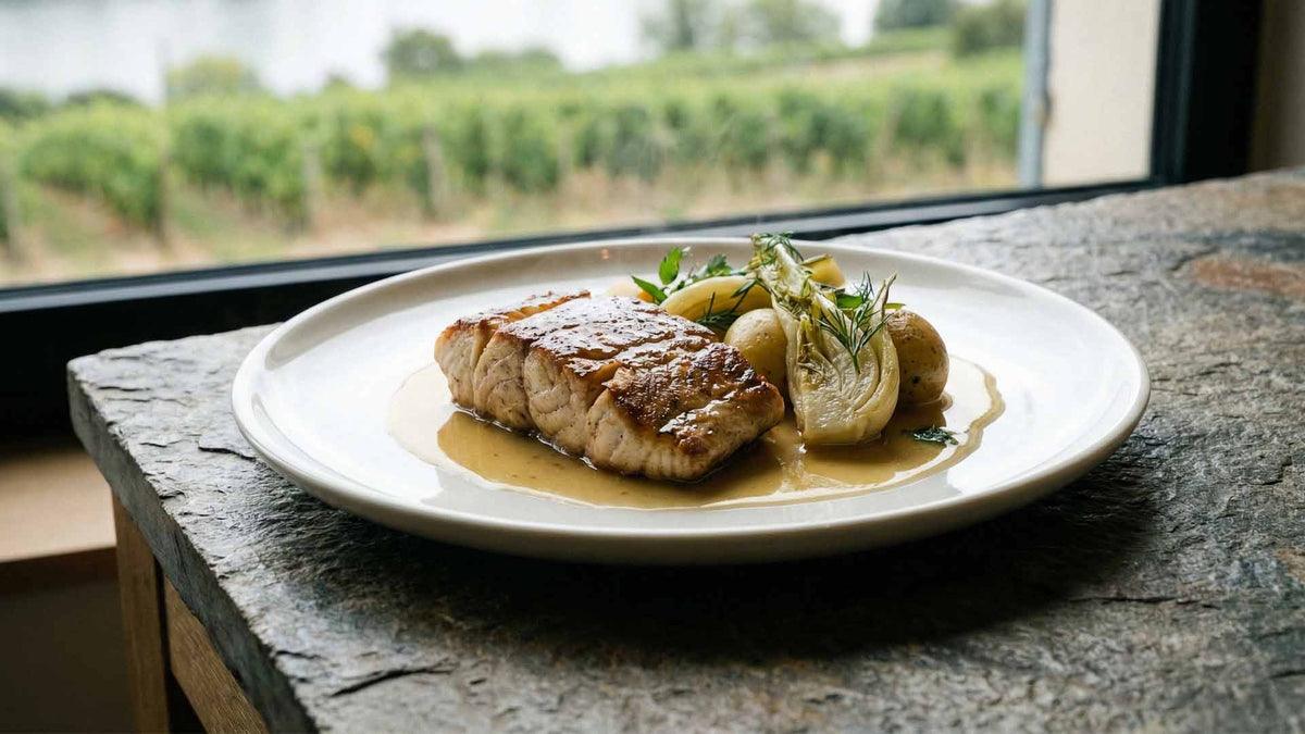 Filet de silure braisé au vin d'Anjou