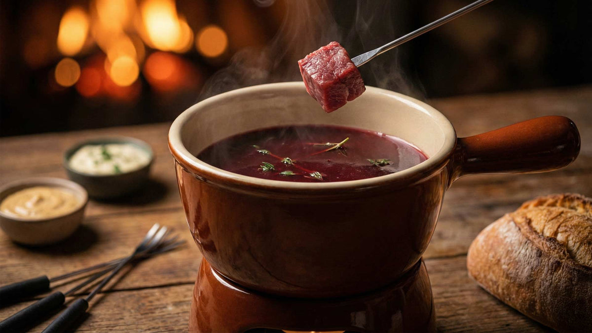 Fondue vigneronne au vin rouge