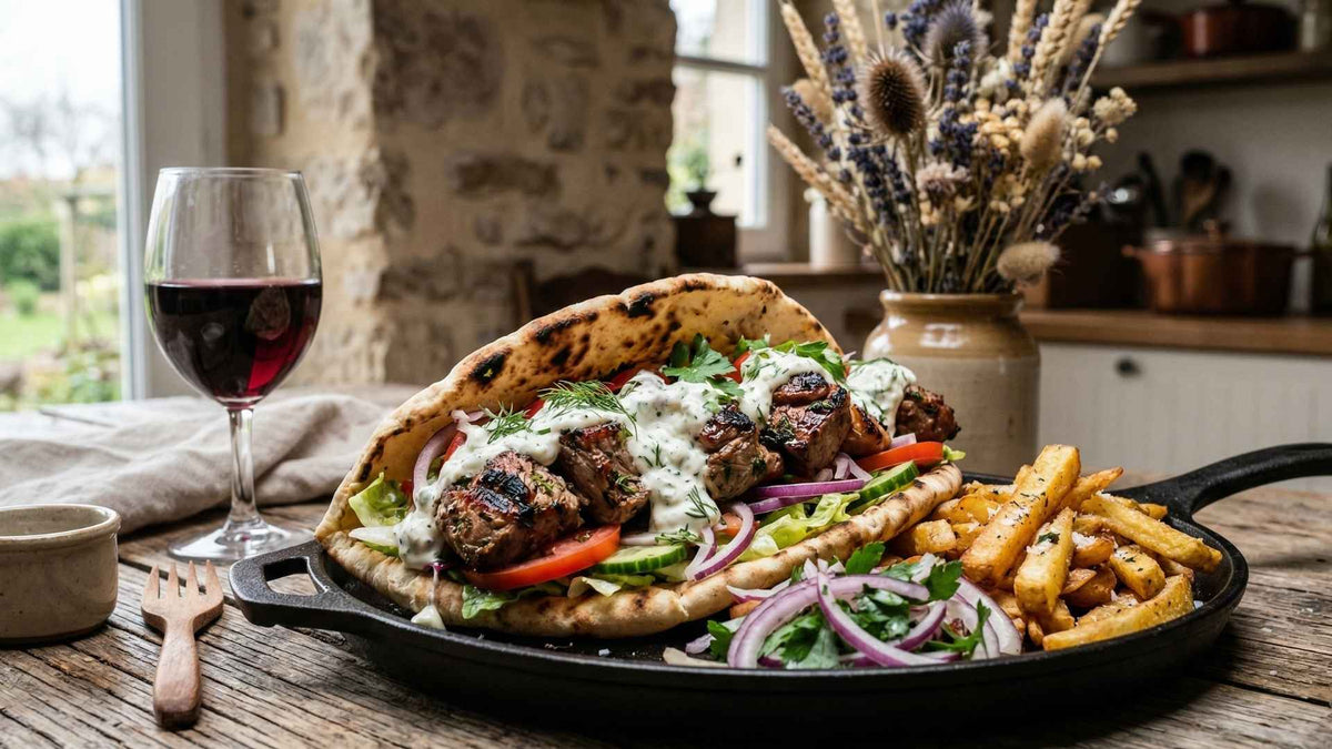 Kebab maison à l'agneau grillé et sauce blanche
