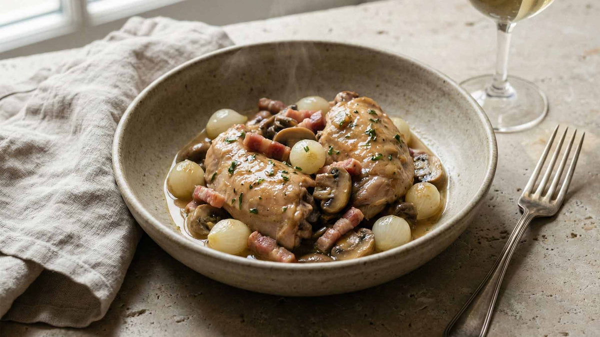Lapin au cognac et vin blanc