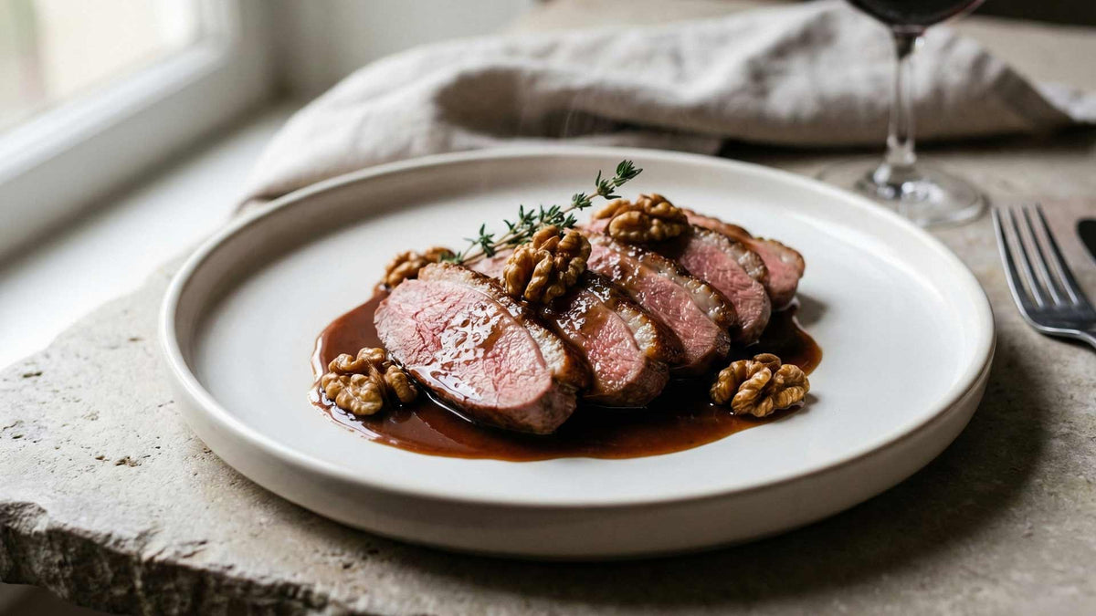 Magret de Canard aux Pommes et Vin de Noix