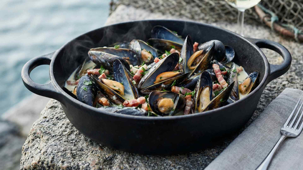 Moules au lard