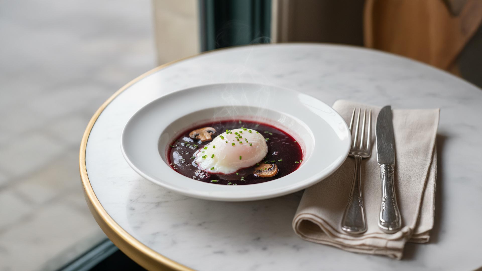 oeuf poché au vin rouge Image