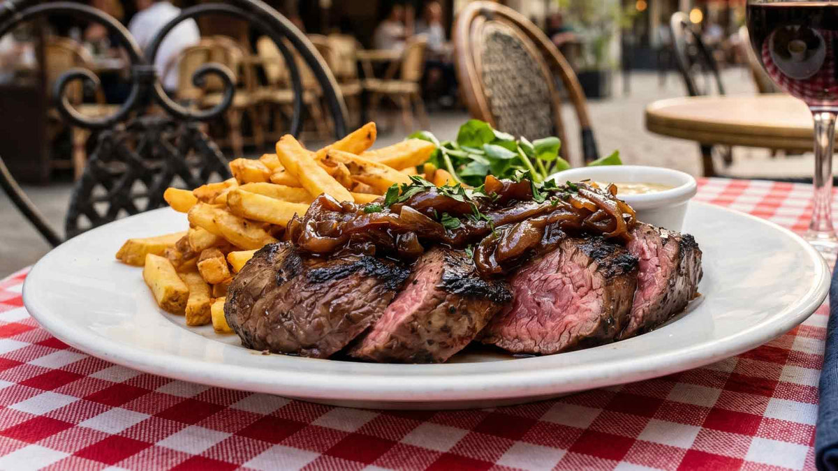Onglet de bœuf grillé aux échalotes