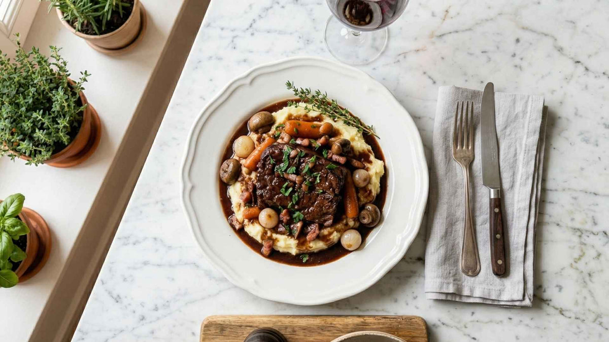Paleron de veau confit au vin rouge