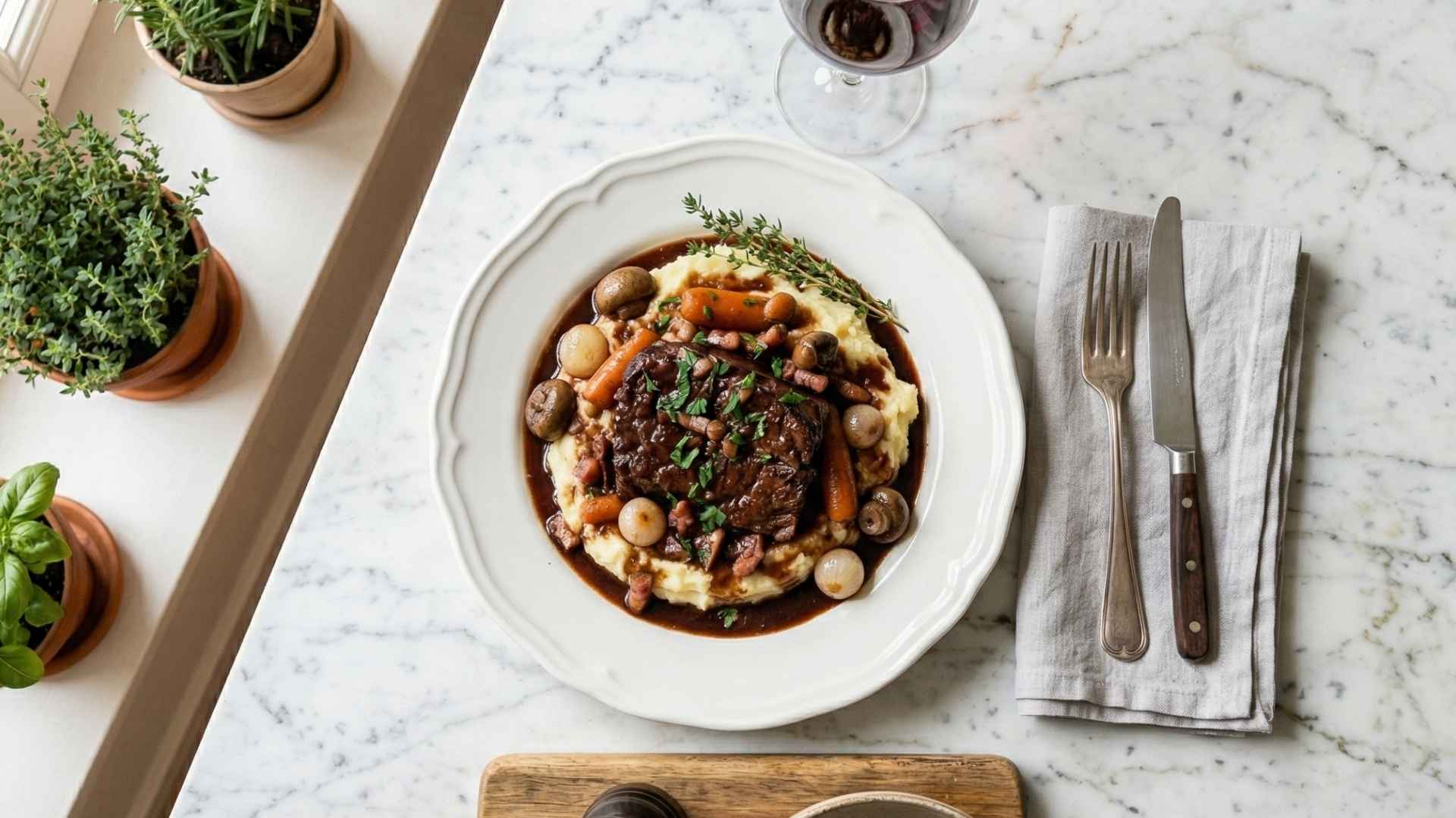 Paleron de veau confit au vin rouge Image
