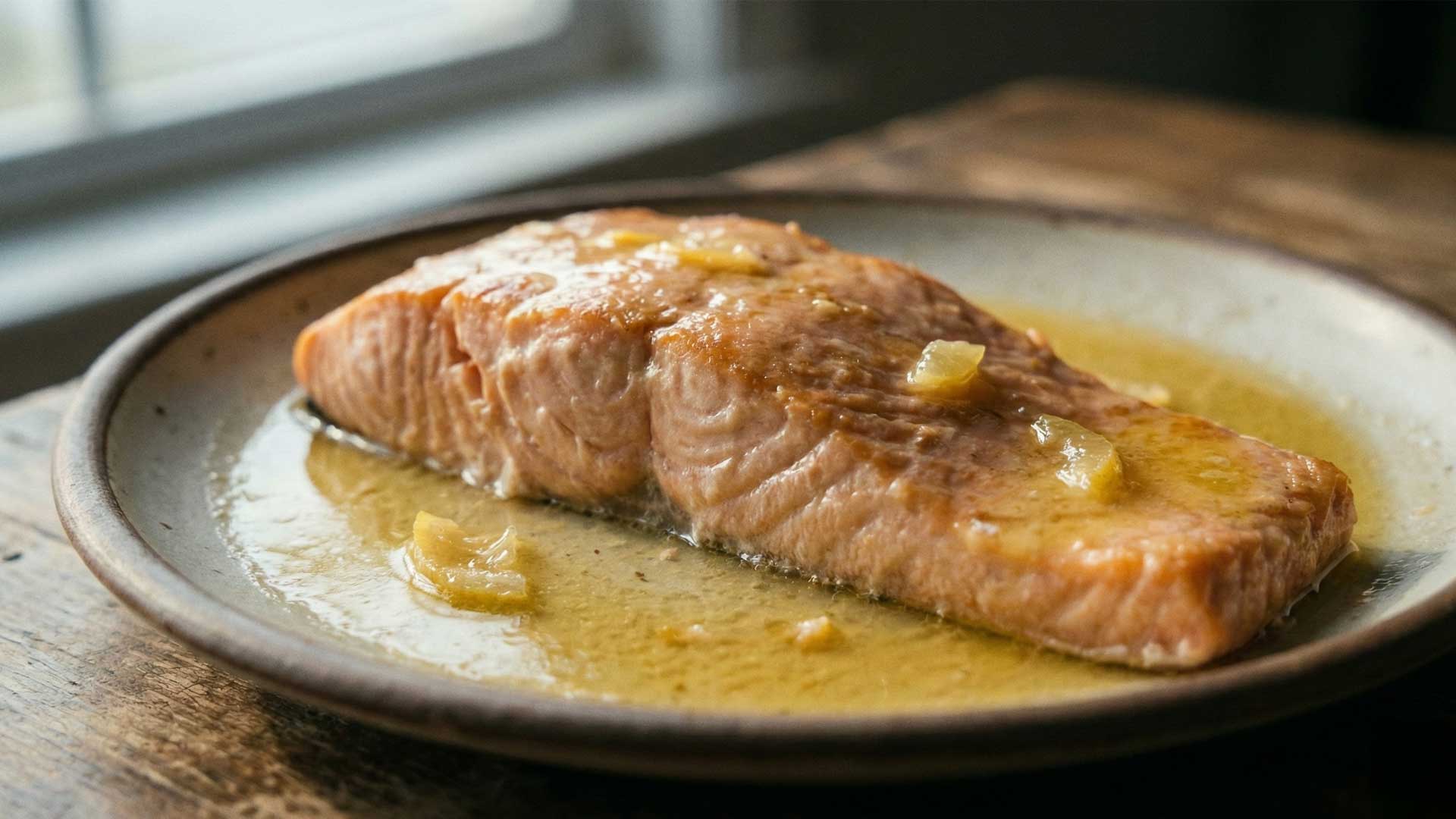 Pavé de saumon au four sauce beurre citron