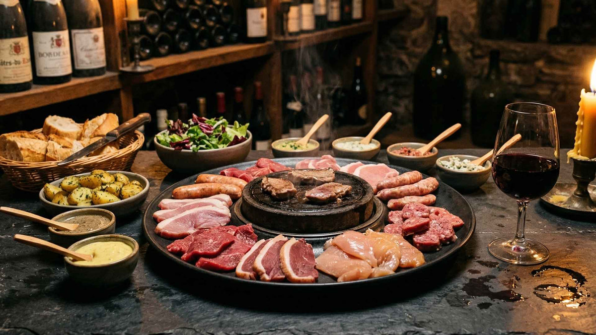 Pierrade conviviale aux viandes et sauces maison