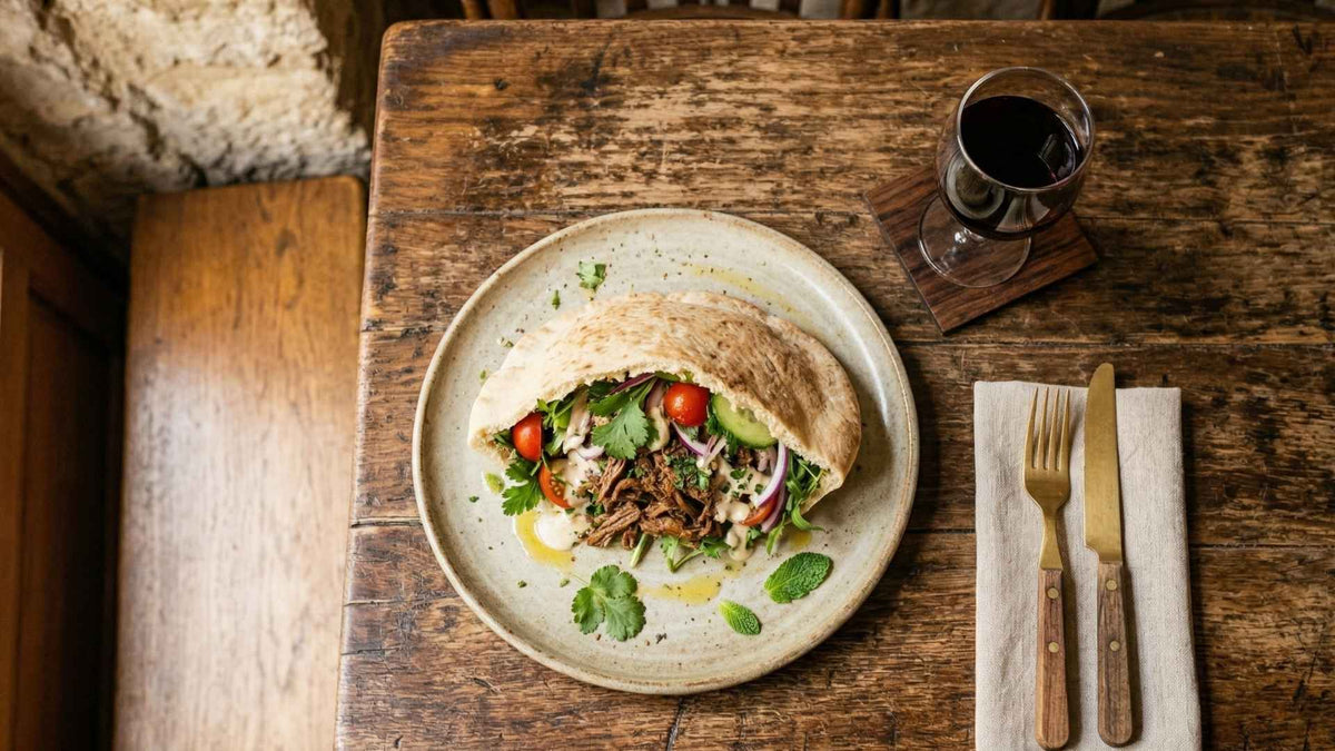 Pita garnie au bœuf épicé et crudités fraîches