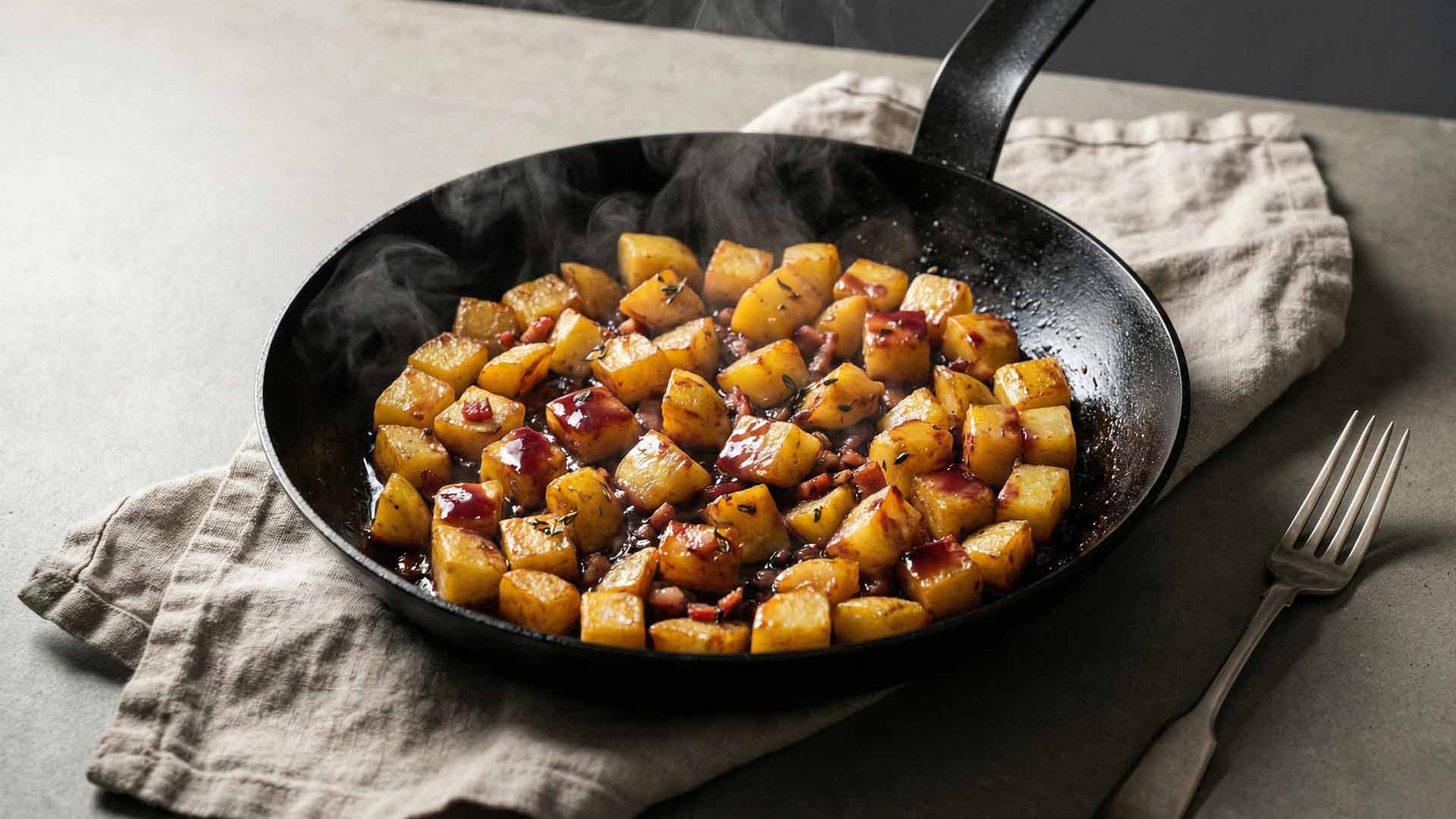 Poêlée de pommes de terre au vin rouge