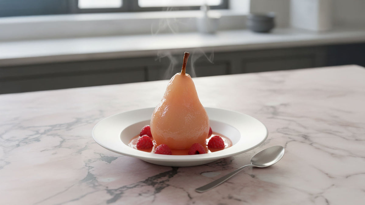 Recette de poire pochée au vin rosé