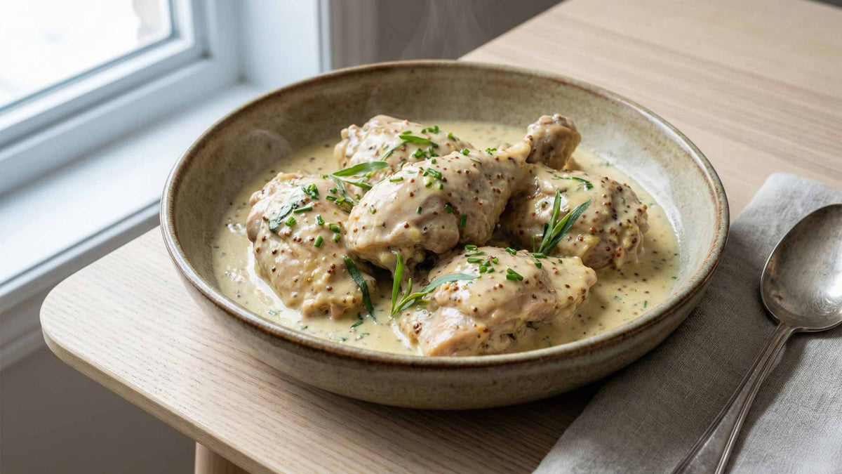 Poulet sauce vin blanc moutarde