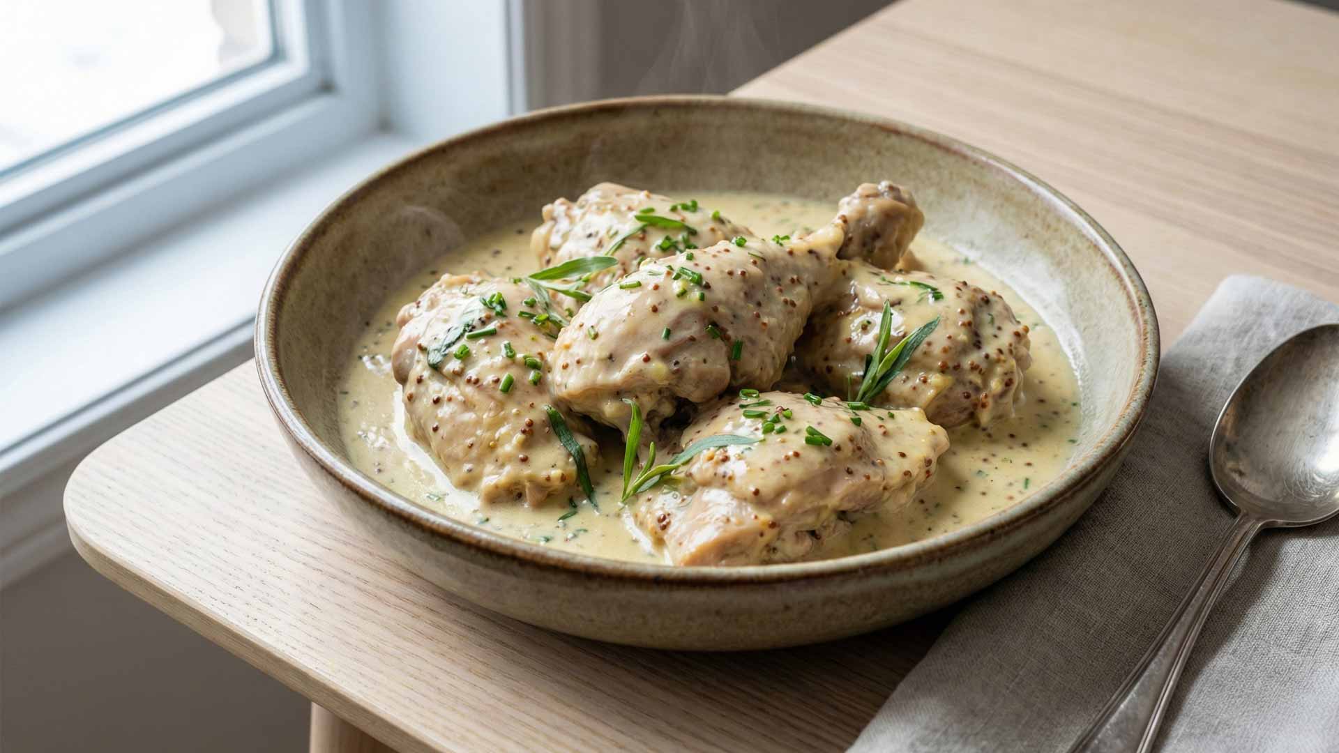 Poulet sauce vin blanc moutarde Image