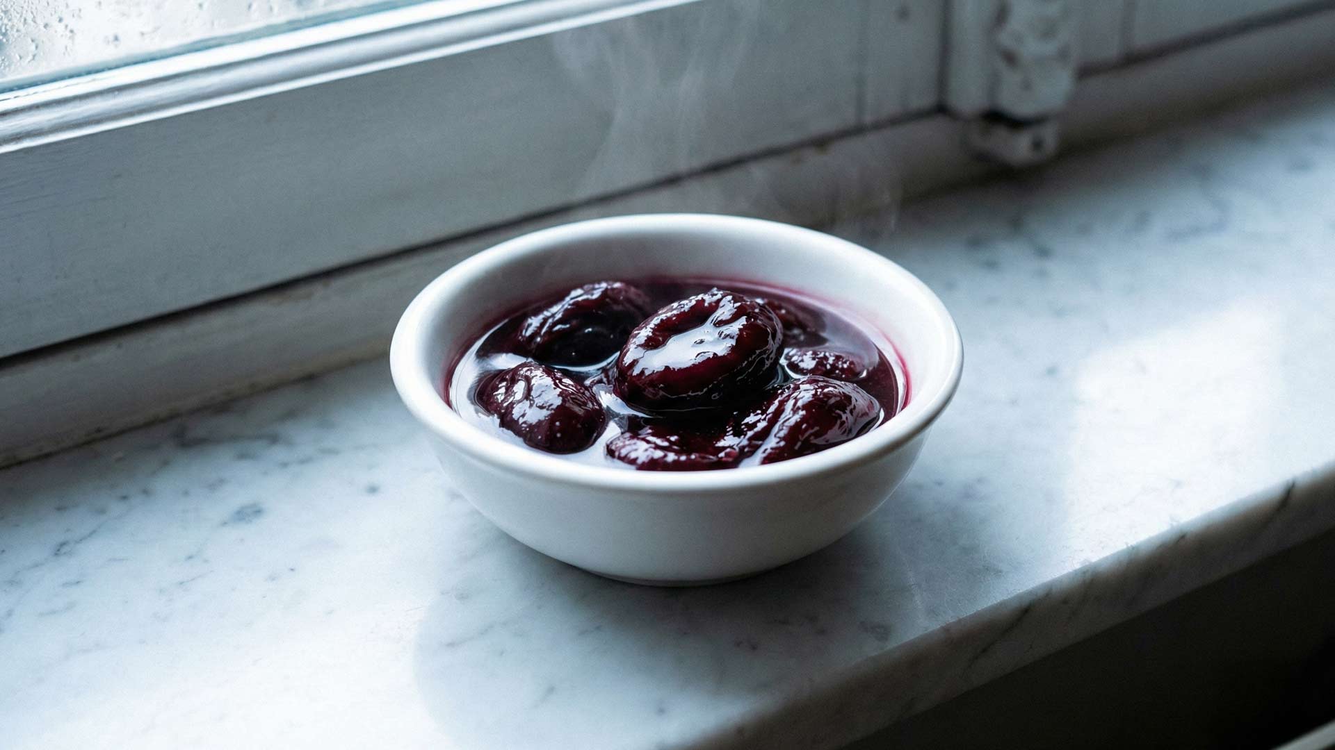 Pruneaux au vin et à la crème de cassis