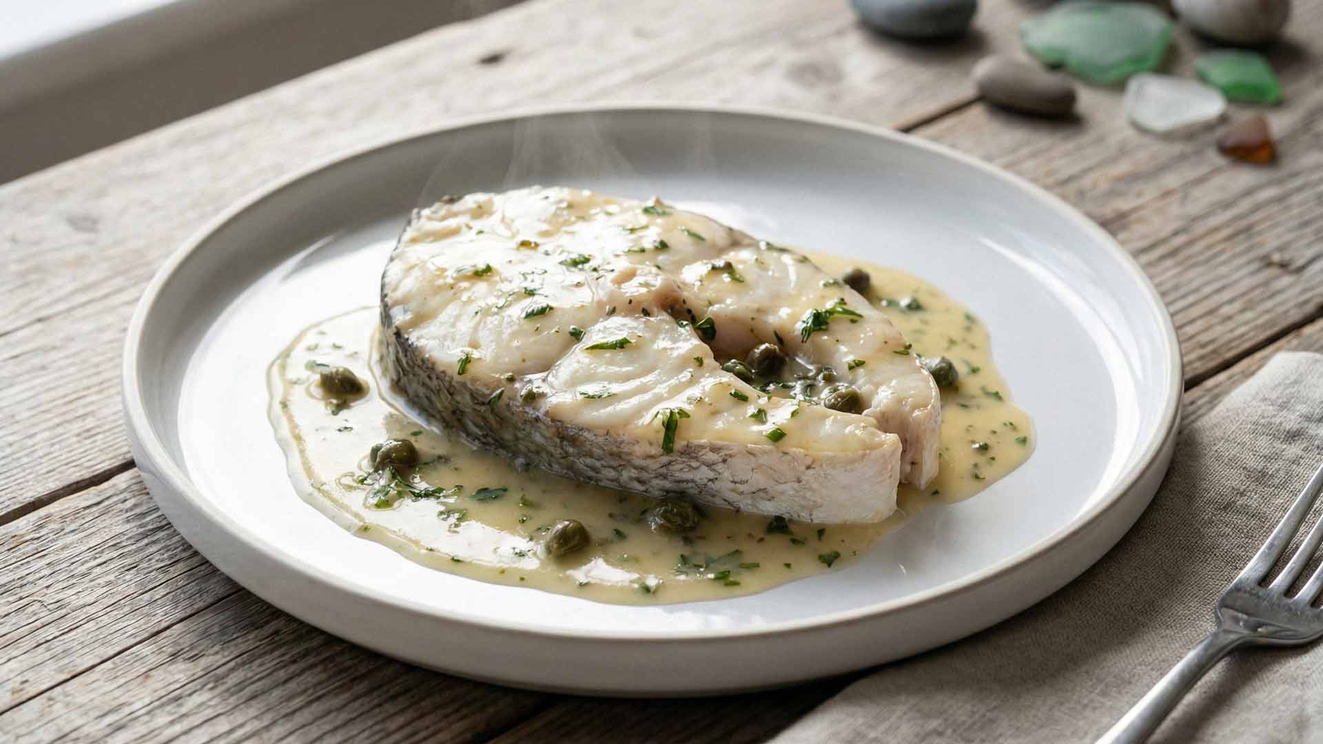 Recette darne de colin sauce au vin blanc Image