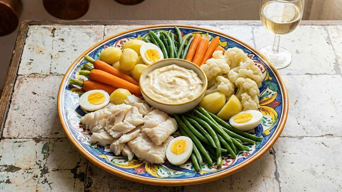 Aïoli provençal aux légumes croquants et cabillaud