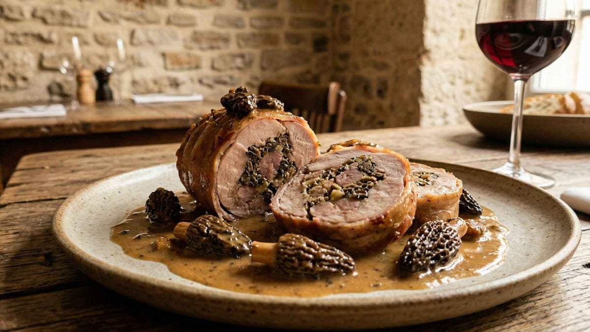 Ballotine de lapin fermier aux morilles
