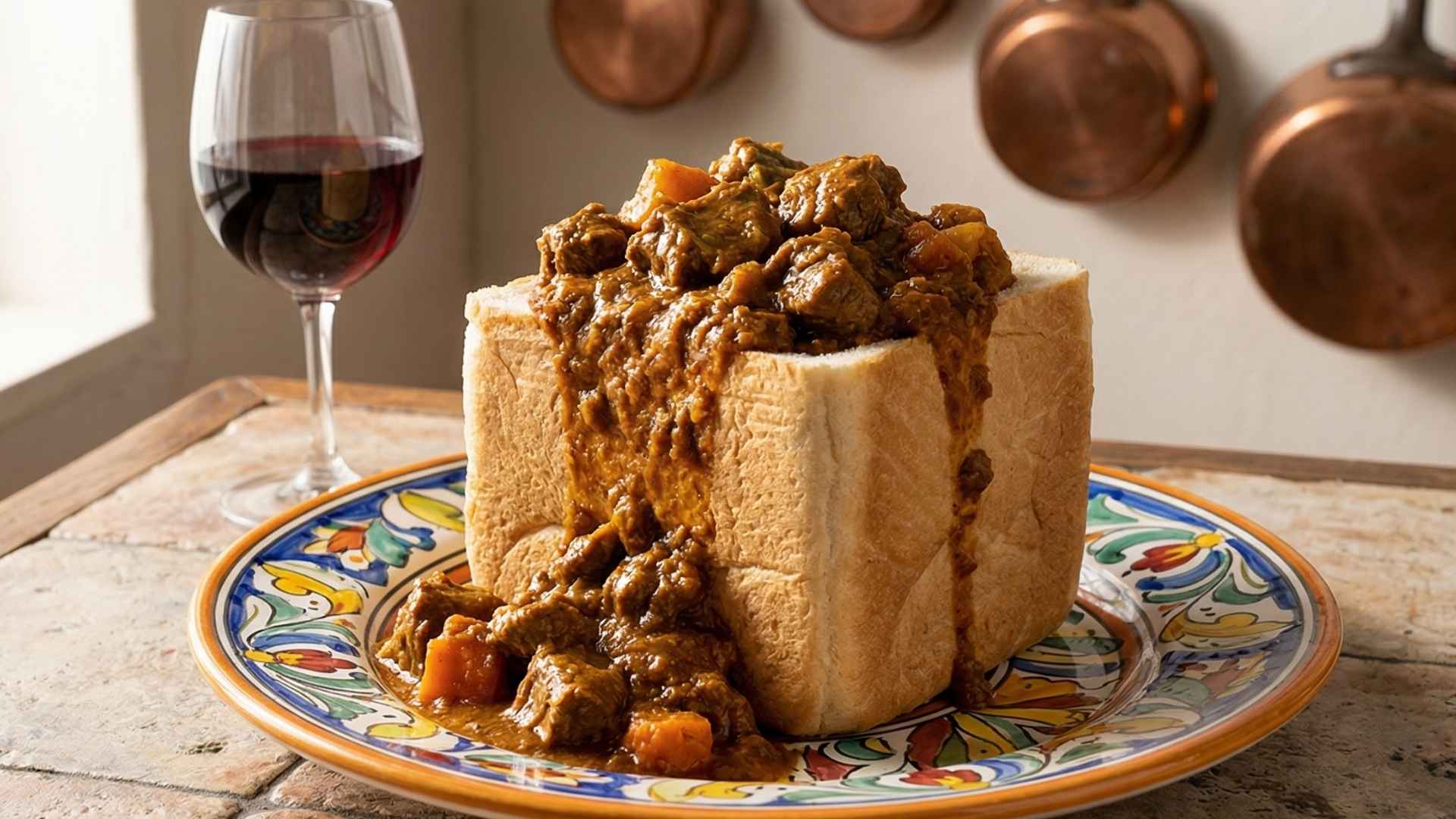 Bunny chow sud-africain au curry d'agneau parfumé
