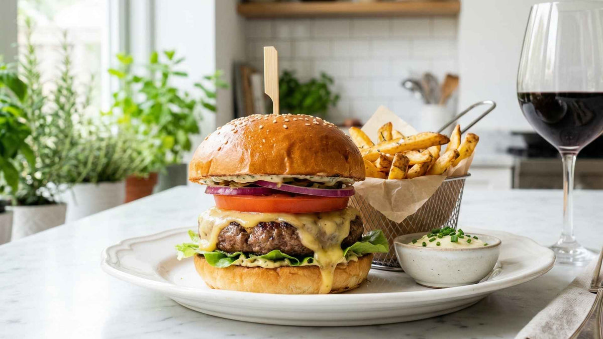 Burger maison au bœuf et cheddar fondant