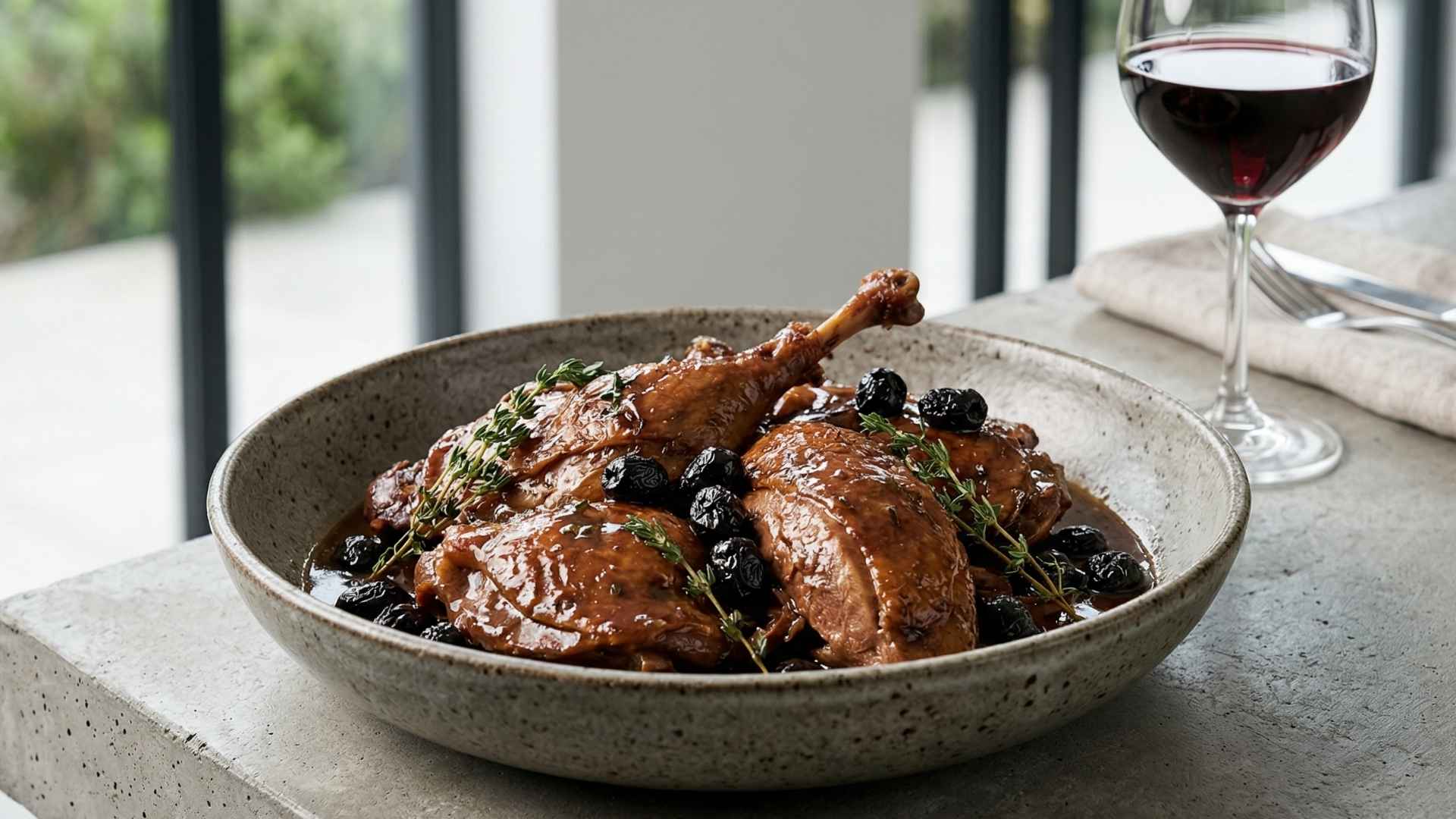 Canard fermier braisé aux olives de nyons et au thym Image