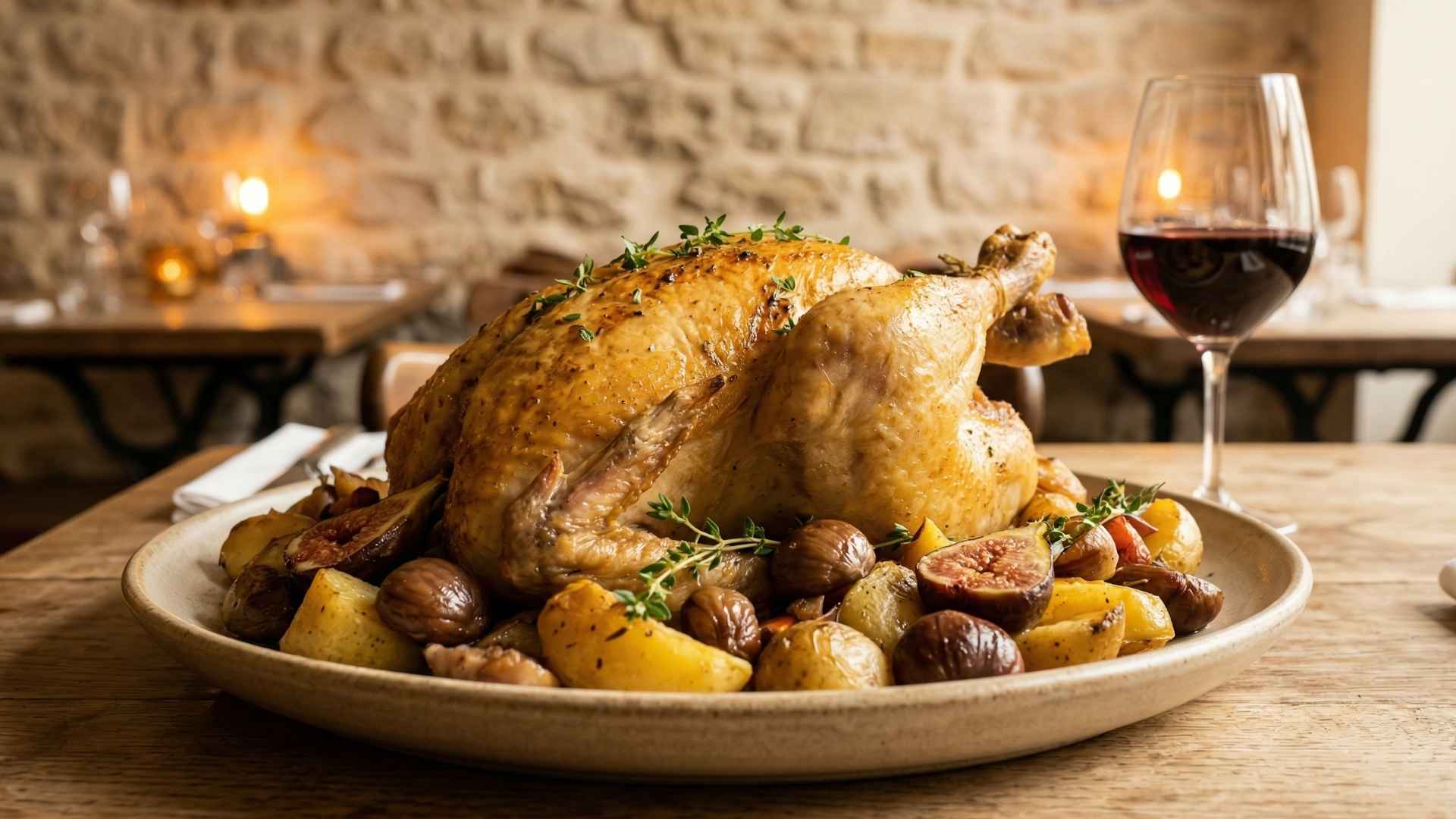 Chapon fermier rôti en douceur
