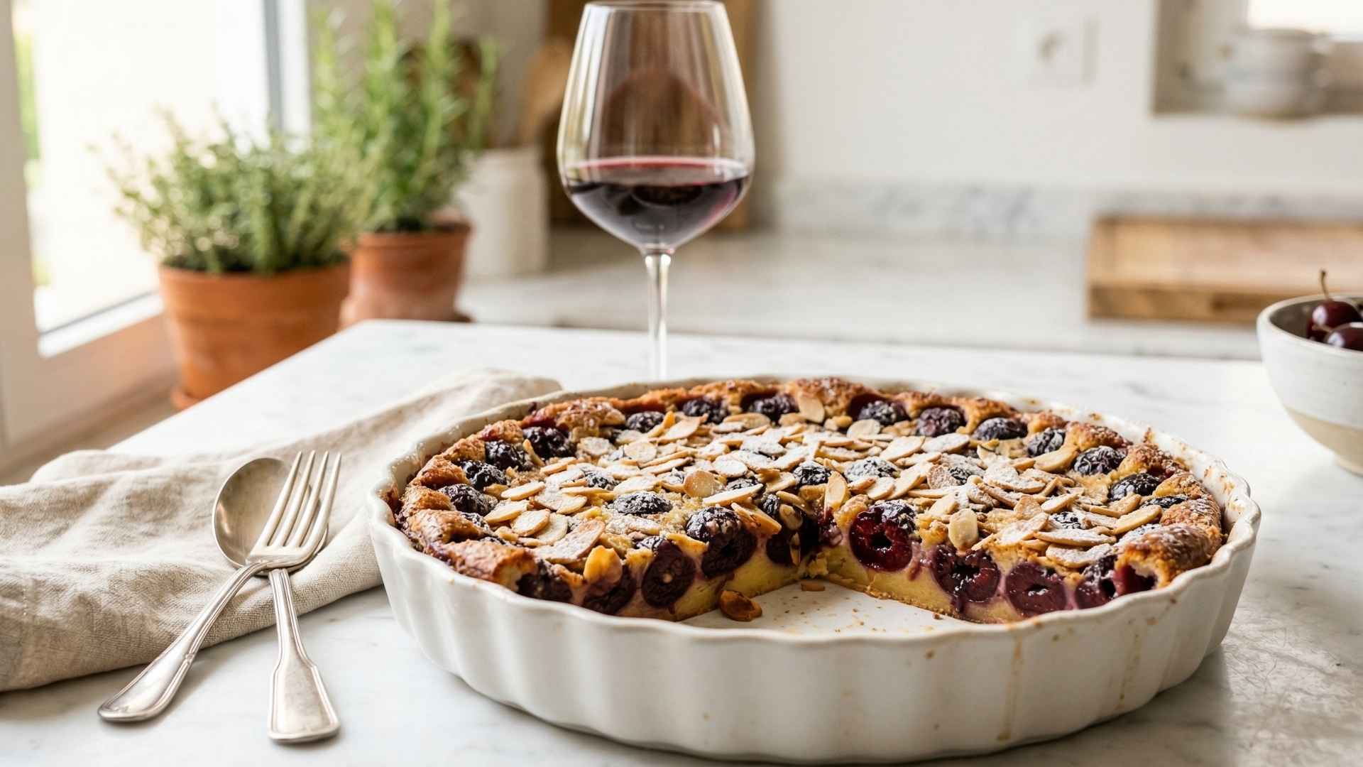 Clafoutis aux cerises noires et amandes Image