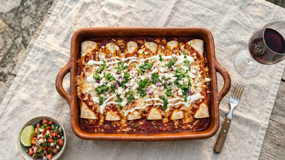 Enchiladas au poulet et sauce tomate pimentée