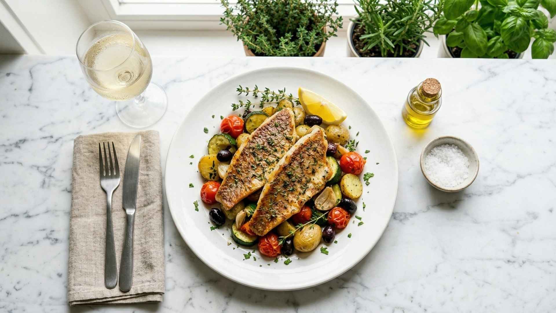 Filet de rouget poêlé aux herbes de Provence