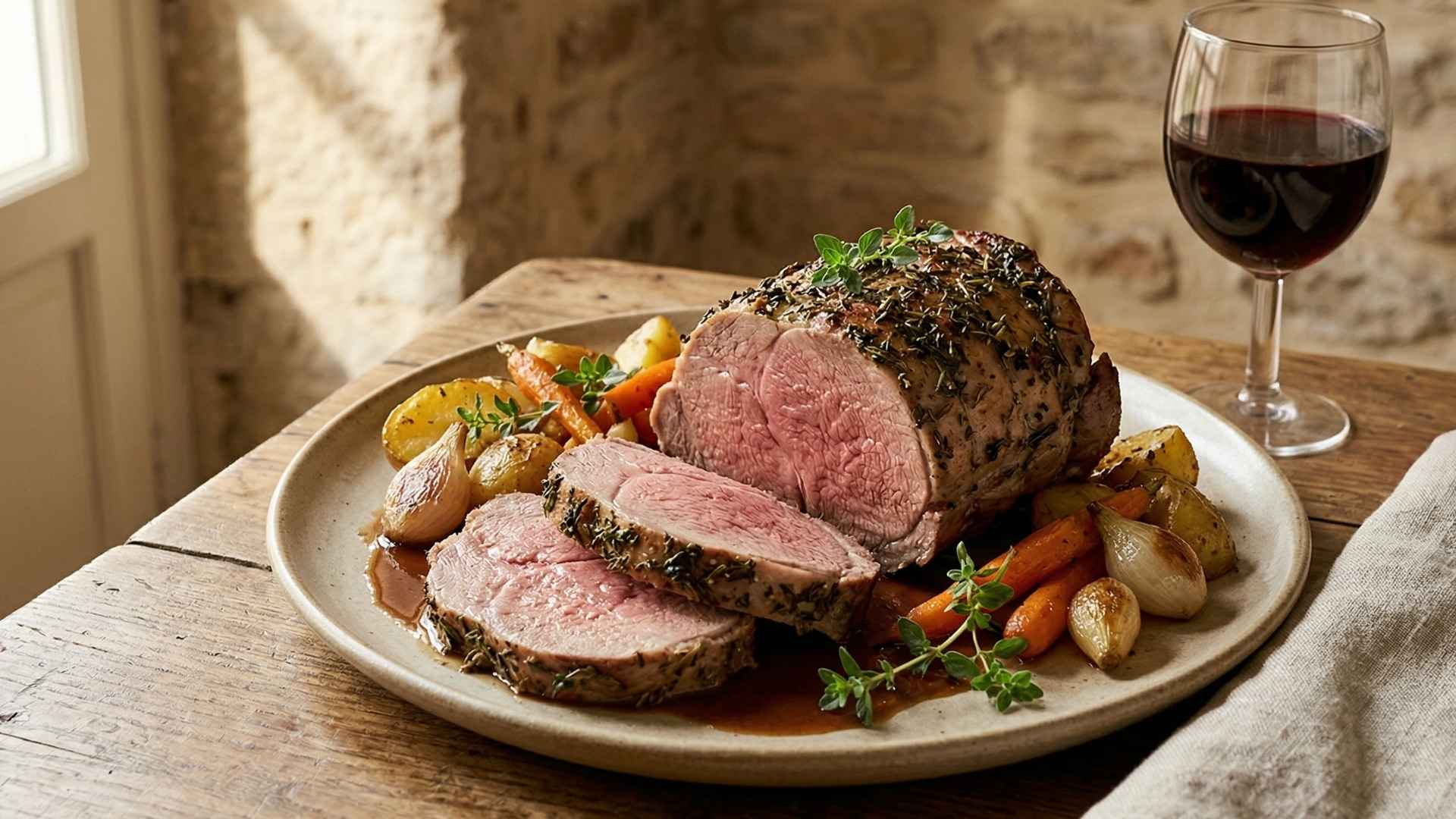 Filet de selle d'agneau de pré-salé rôti au serpolet