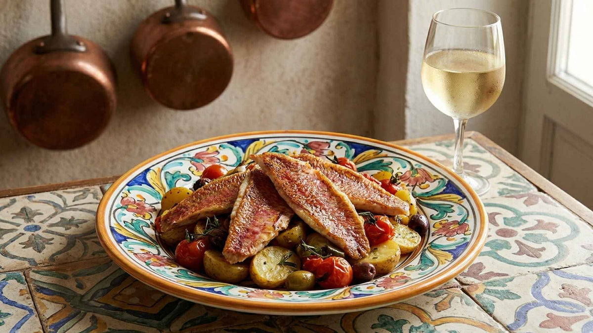 Filets de rougets barbets poêlés sur peau