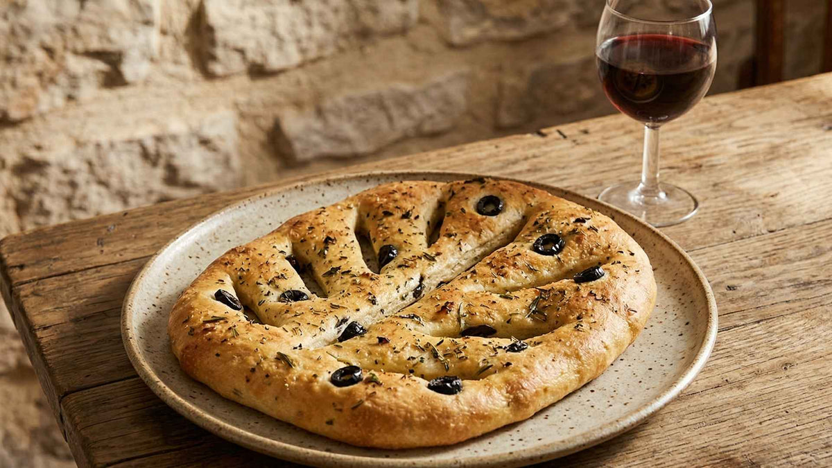 Fougasse provençale aux olives noires et herbes