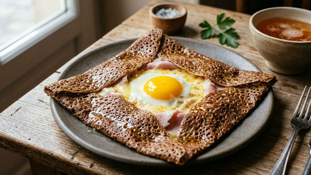 Galette bretonne complète au sarrasin, jambon et œuf
